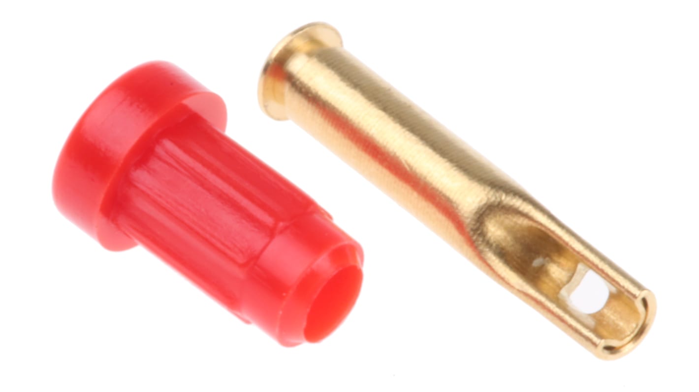 Conector banana hembra Hembra, 20A, 30 V, 60V dc, Contacto Oro, Rojo