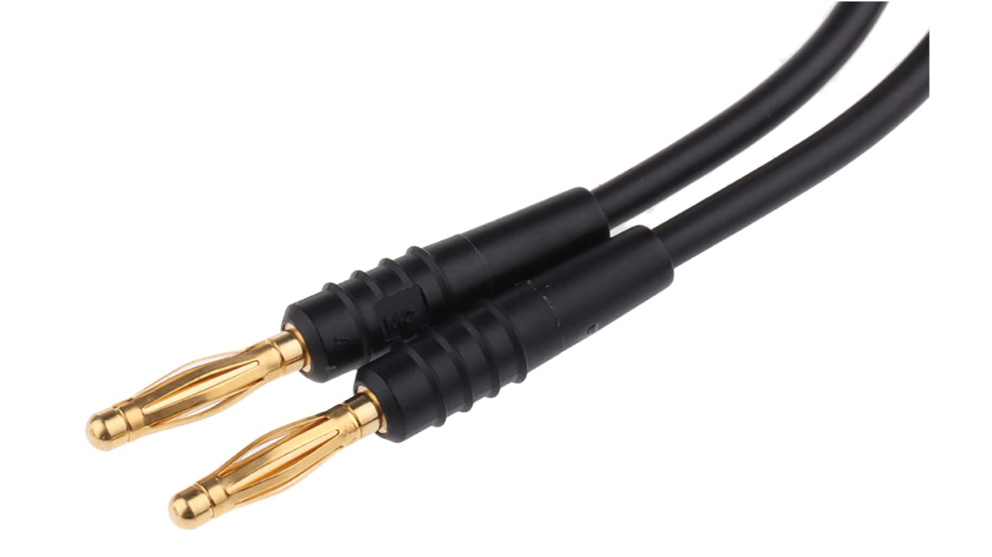 Cable de prueba con conector de 2 mm Staubli de color Negro, Macho-Macho, 30 V ac, 60V dc, 10A, 450mm