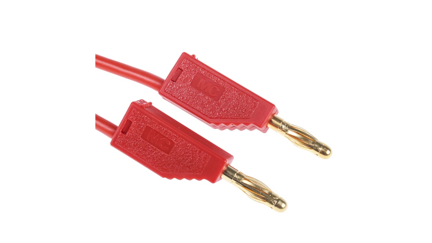 Cordon de test 4mm Staubli, Rouge, 32A, 30 V ac, 60V c.c., long. 1m