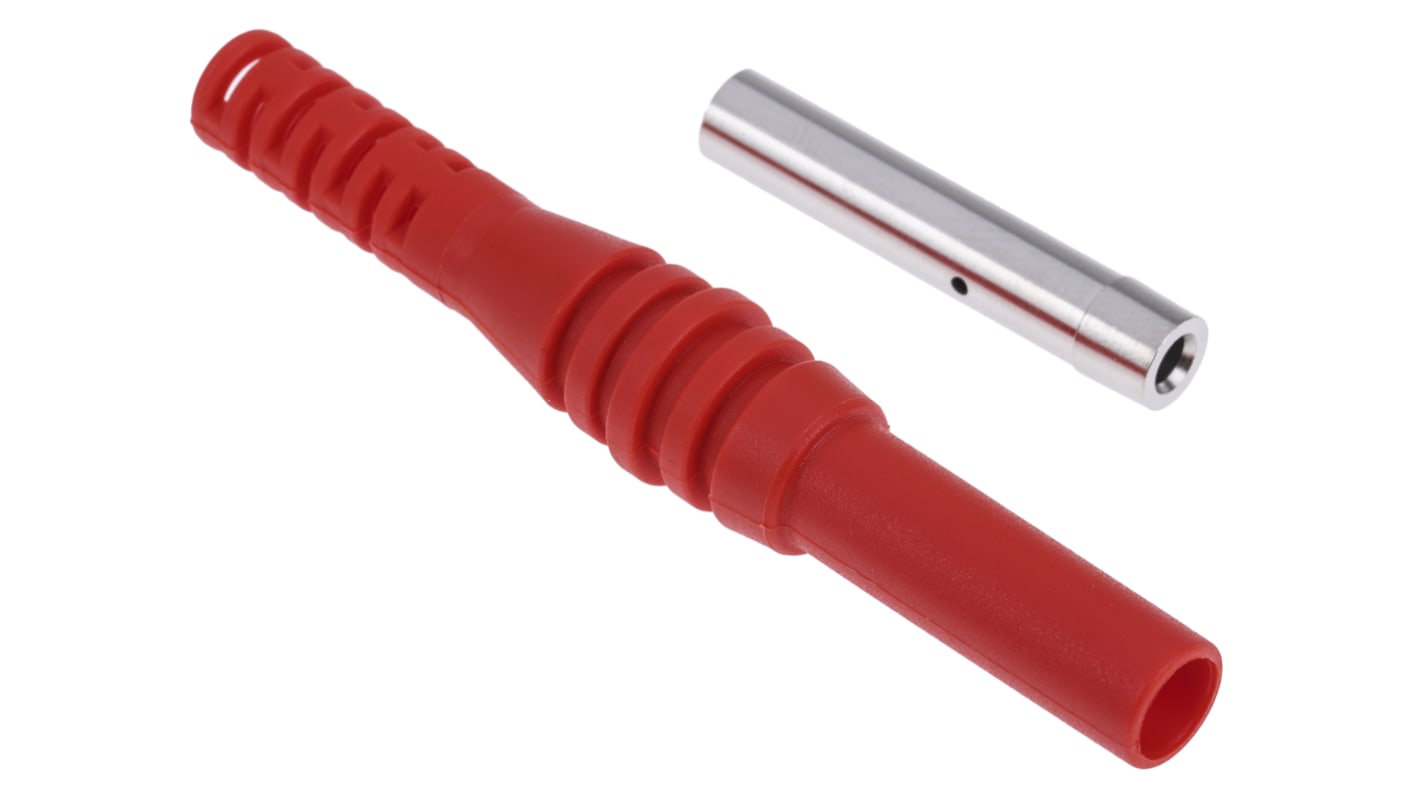 Conector banana hembra Hembra, 19A, 1000V, Contacto Níquel, Rojo