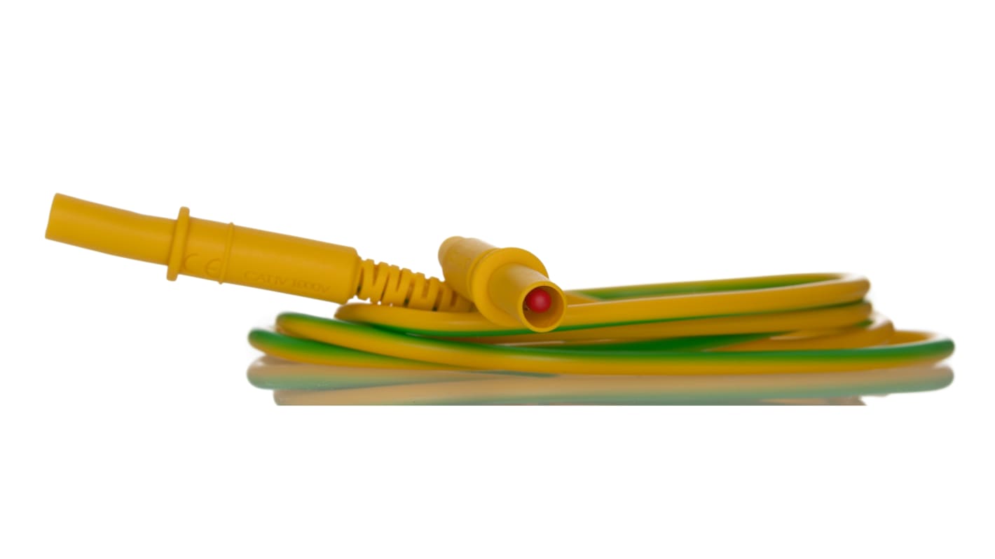 RS PRO Test Leads, 10A, 1000V, Green/Yellow, 1.5m Lead Length