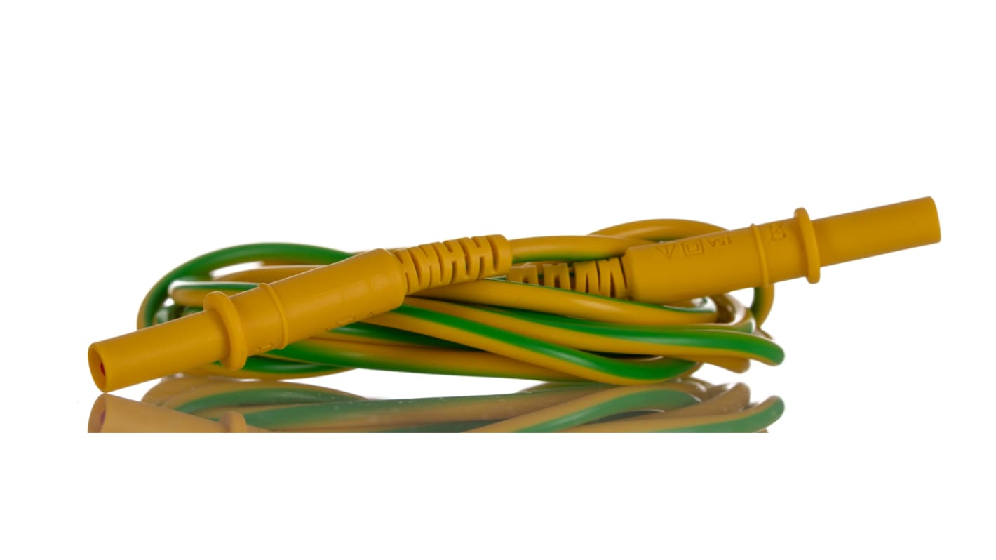 RS PRO Test Leads, 10A, 1000V, Green/Yellow, 2m Lead Length