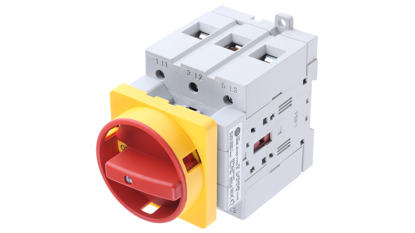 Allen Bradley 3P Pole DIN Rail Isolator Switch - 100A Maximum Current, 45kW Power Rating, IP66