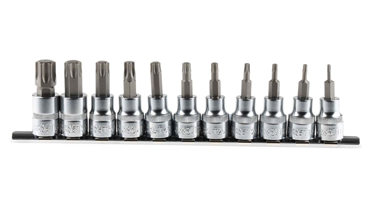 RS PRO 11-Piece 3/8 in Bit Socket Set , Torx Bit