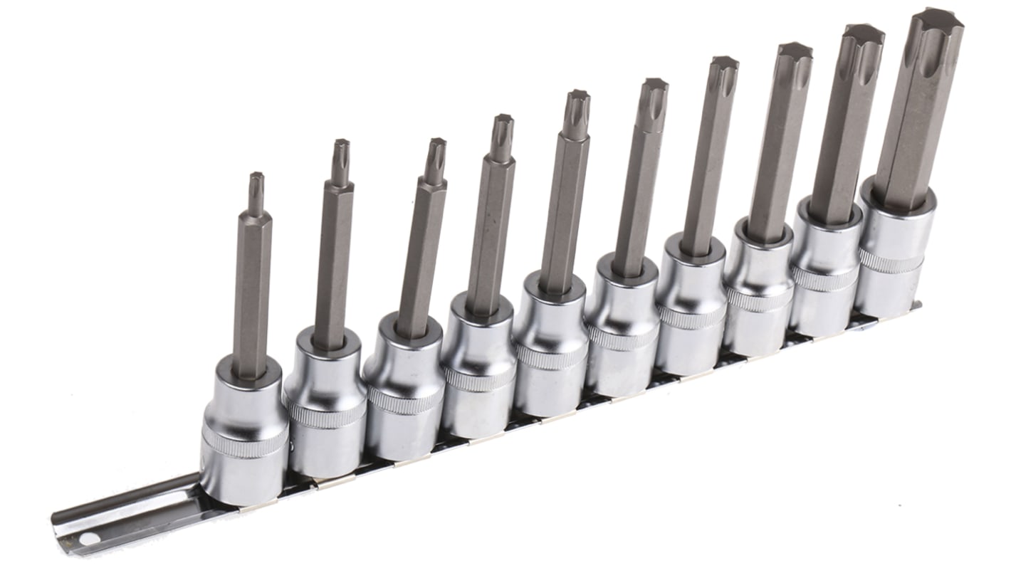 RS PRO 10-Piece 1/2 in Bit Socket Set , Torx Bit