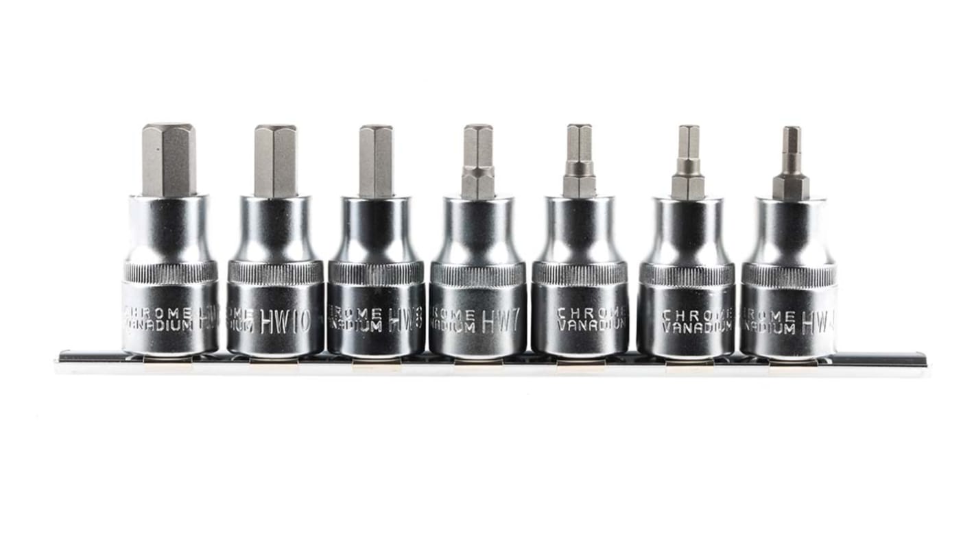 RS PRO 7-Piece Metric 1/2 in Bit Socket Set , Hex Bit | RS