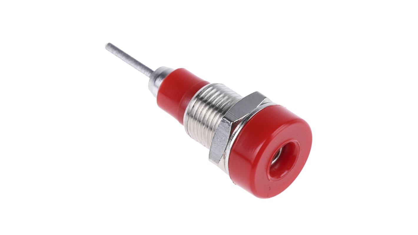 Stäubli 2mm Bananenbuchse Rot, Kontakt versilbert, 30 V, 60V dc / 10A Flachstecker