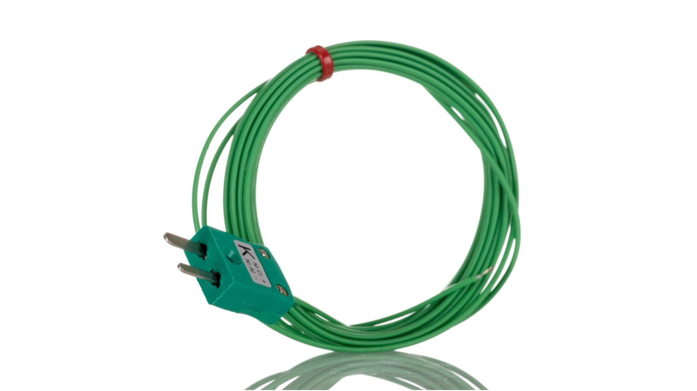 Termopar tipo K RS PRO, Ø sonda 1/0.3mm x 5m, temp. máx +260°C, cable de 5m, conexión , con conector miniatura