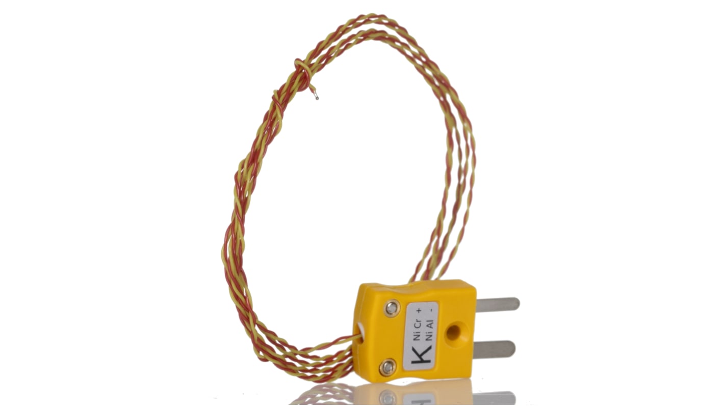 Thermocouple RS PRO type K Ø 1/0.2mm, L 1m, +250°C max à Fiche mâle miniature