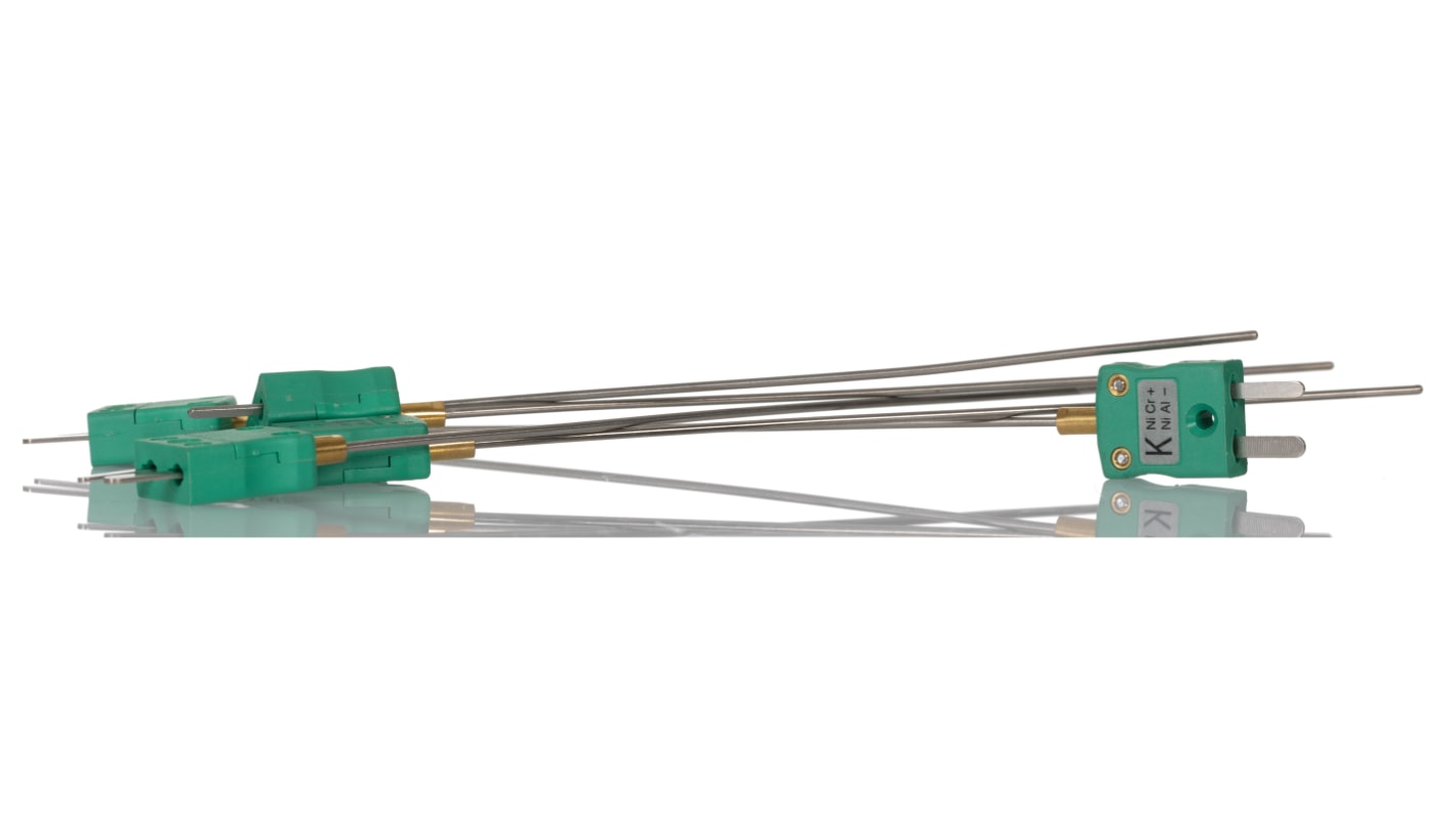 Thermocouple à isolation minérale RS PRO type K Ø 3mm, L 150mm, +1100°C max à Fiche mâle miniature