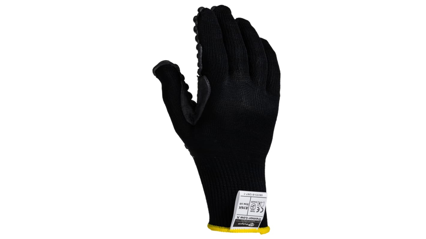 Gants de manutention de précision Polyco Healthline taille 10, XL, Antivibration, Noir