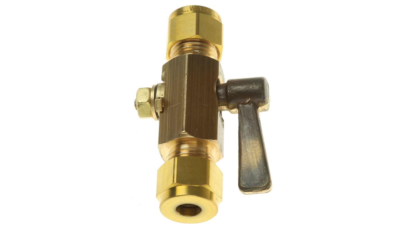 Brass plug cock tube-tube,1/4in