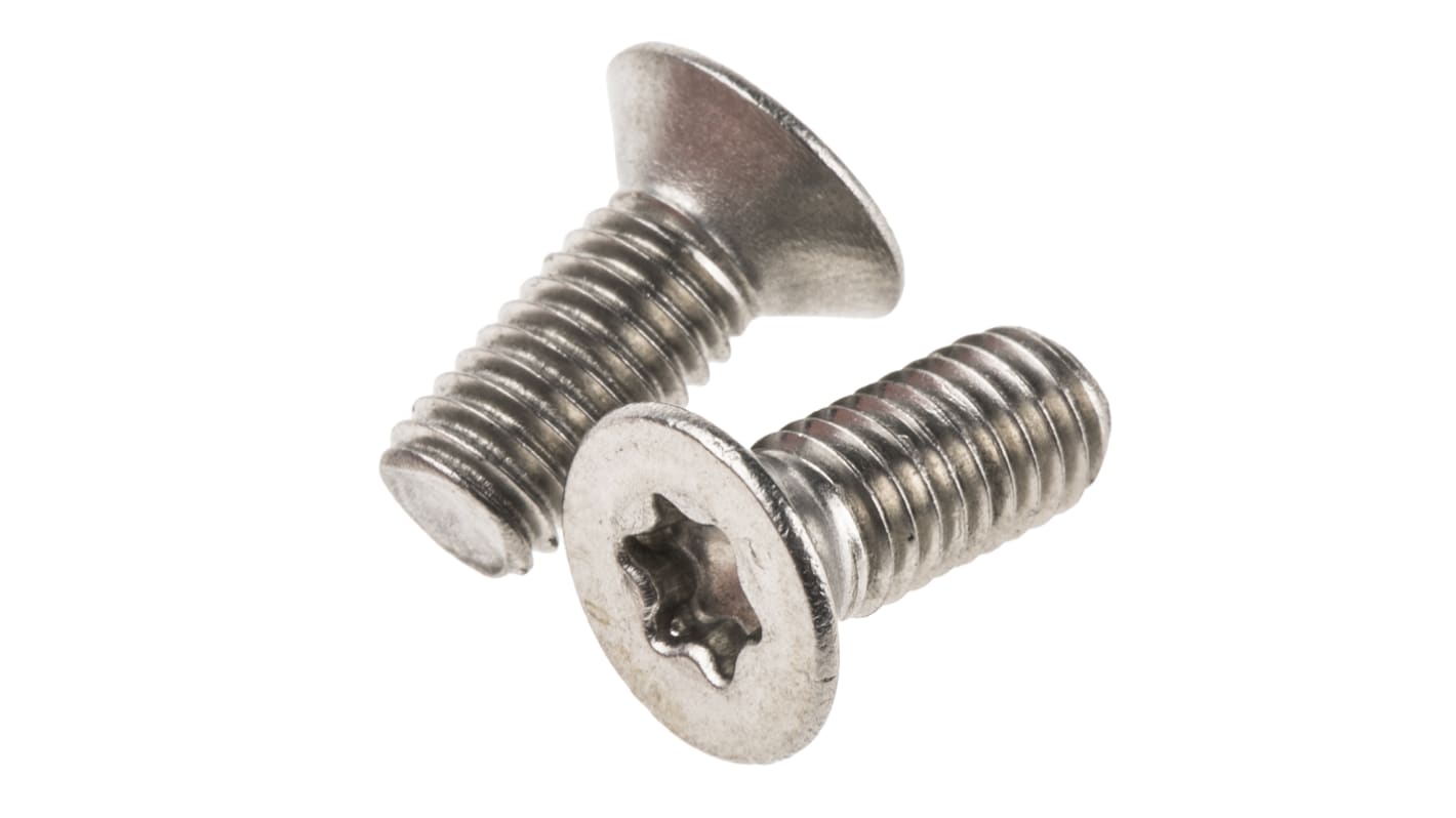 RS PRO Plain Countersunk Stainless Steel Tamper Proof Security Screw, M5 x 12mm