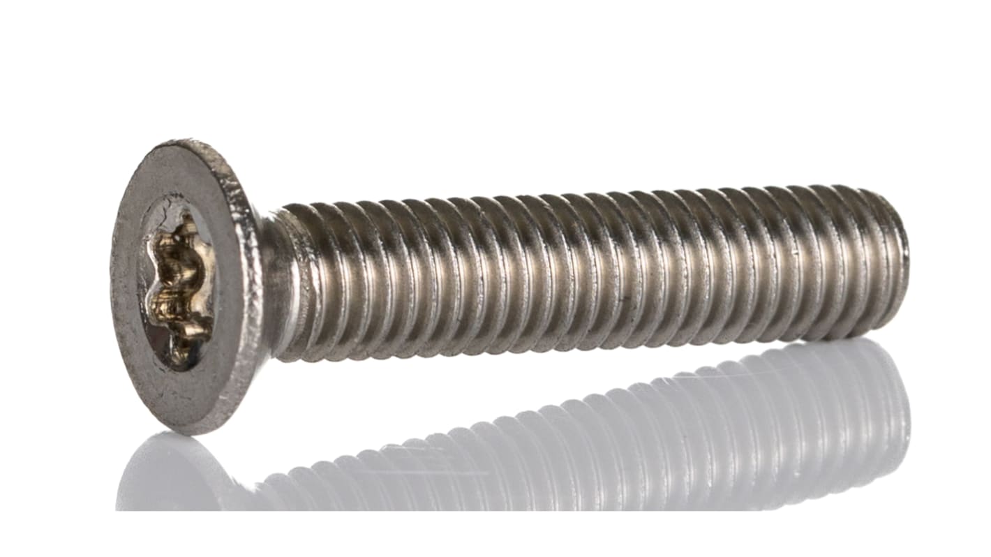 RS PRO Plain Countersunk Stainless Steel Tamper Proof Security Screw, M5 x 25mm