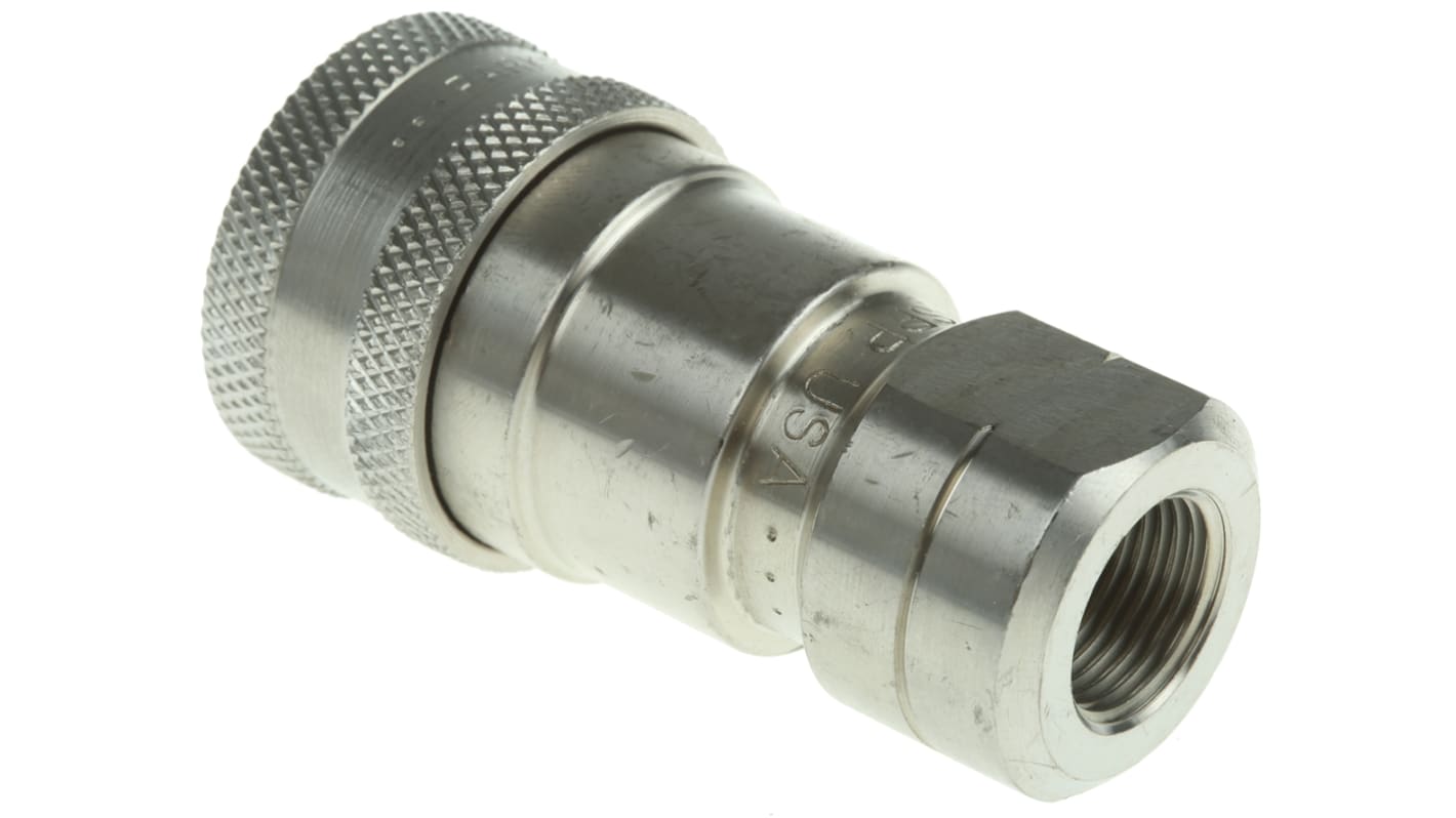 Parker Stainless Steel Female Hydraulic Quick Connect Coupling, G 3/8 Female