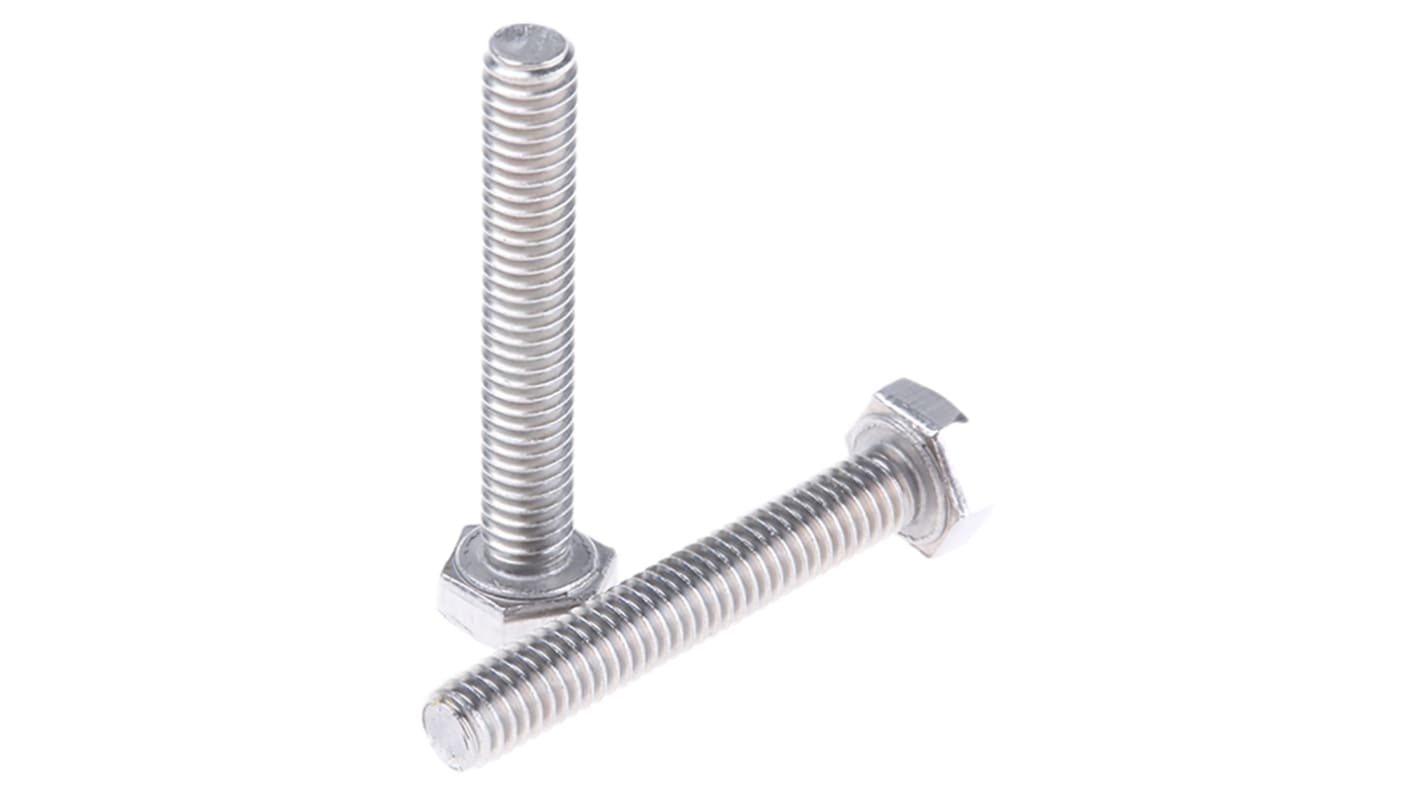 RS PRO Plain Stainless Steel Hex, Hex Bolt, M4 x 25mm
