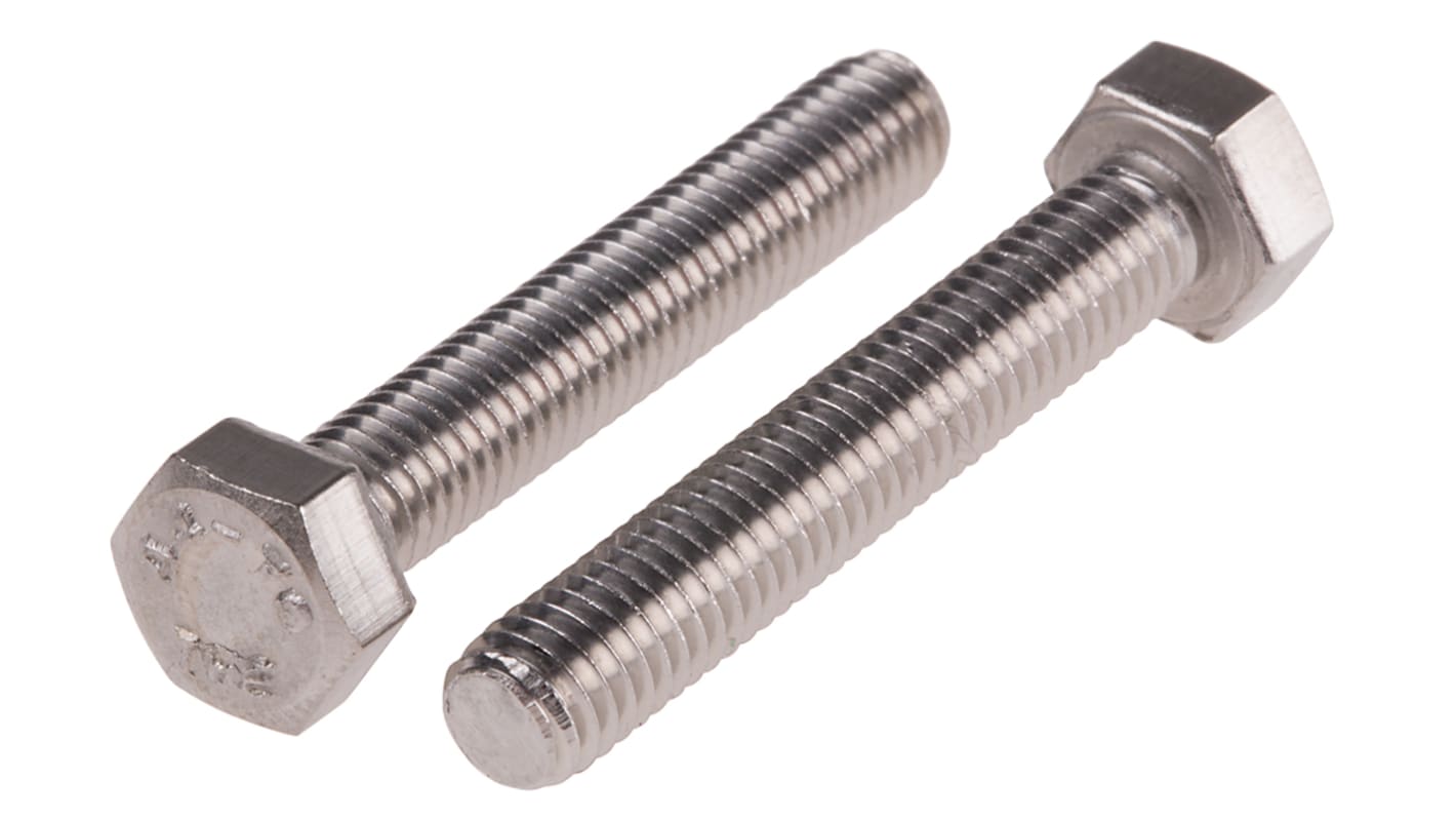 RS PRO Plain Stainless Steel Hex, Hex Bolt, M5 x 30mm