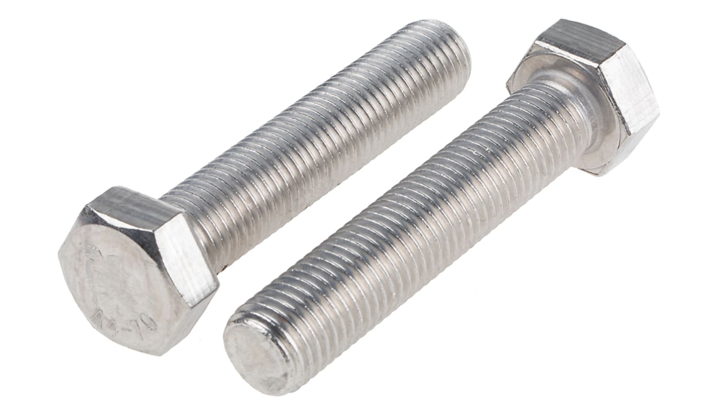 RS PRO Stainless Steel Hex, Hex Bolt, M16 x 80mm