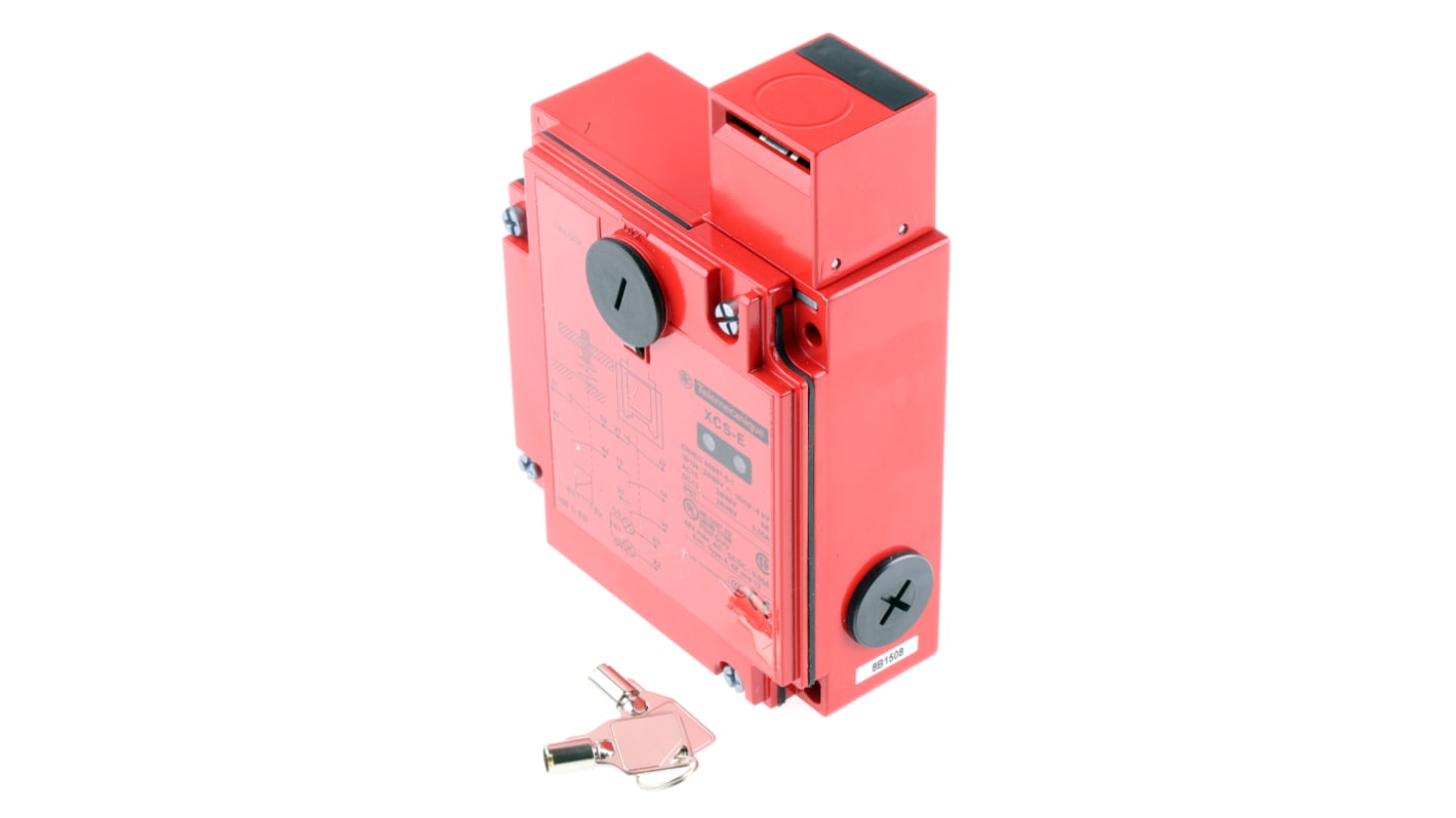 Interruptor de bloqueo por solenoide Telemecanique Sensors Preventa XCS-E, 24V ac/dc, 2NO/1NC, cont. aux. 1NA/1NC,