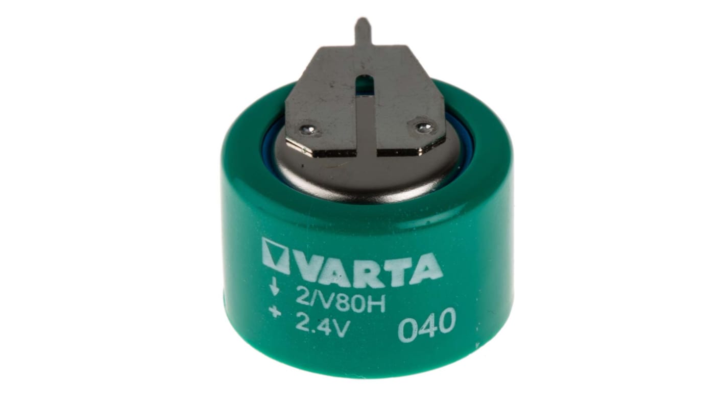 Varta V80H 2.4V NiMH Button Rechargeable Battery, 80mAh