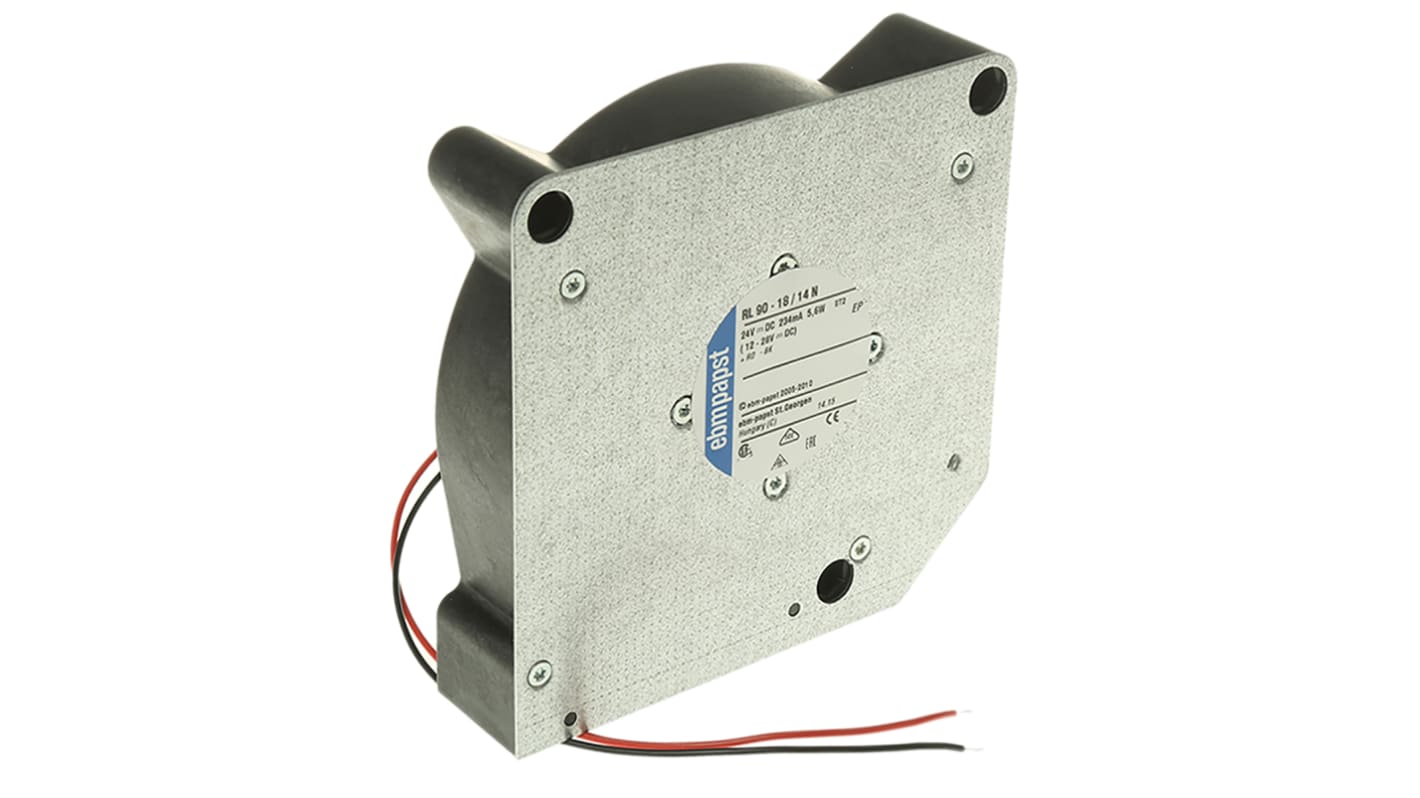 Ventilador centrífugo ebm-papst de 120.6 x 120.6 x 37.3mm, alim 24 V dc, caudal 40m³/h, 58dB, 2500rpm