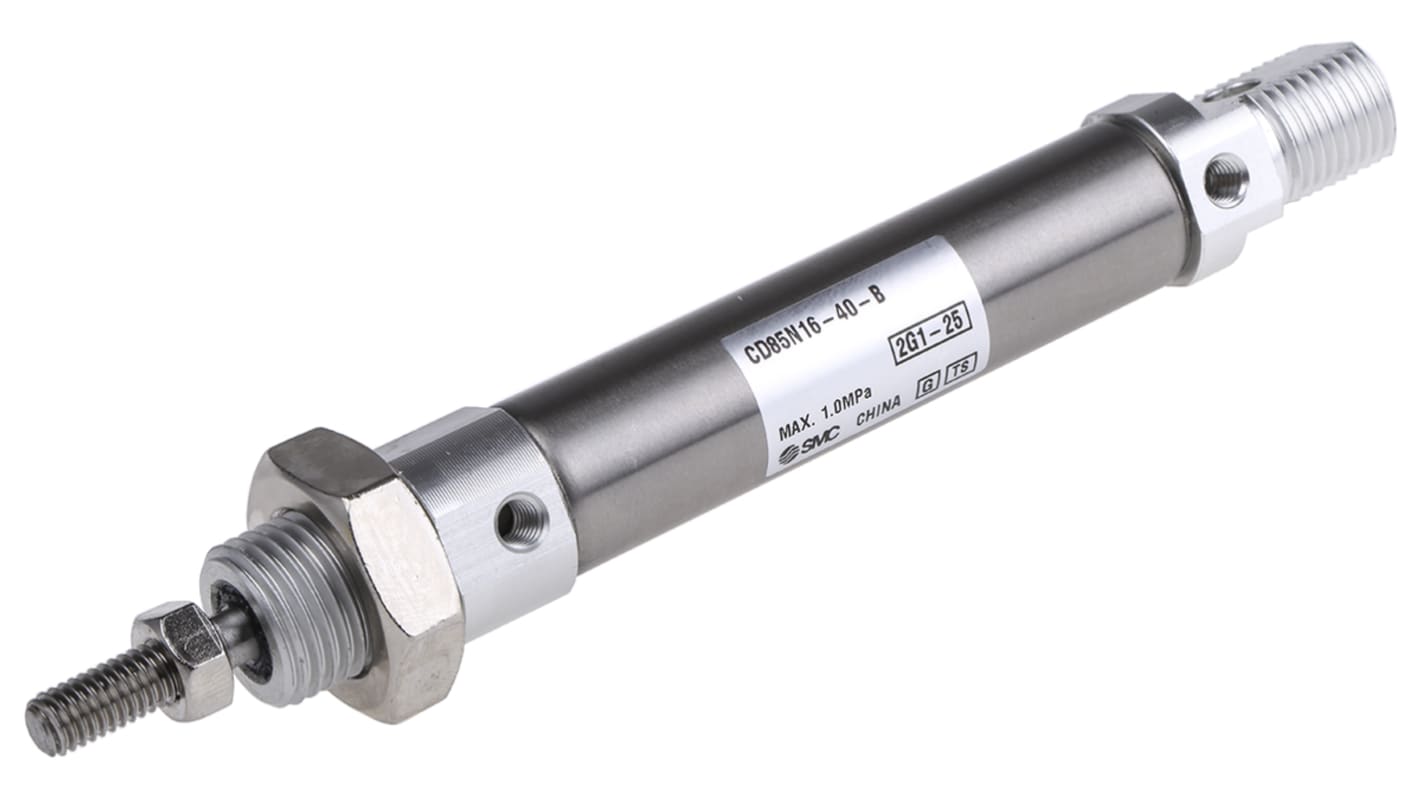 SMC Pneumatic Roundline Cylinder 16mm Bore, 40mm Stroke, C85 Series, Double Acting