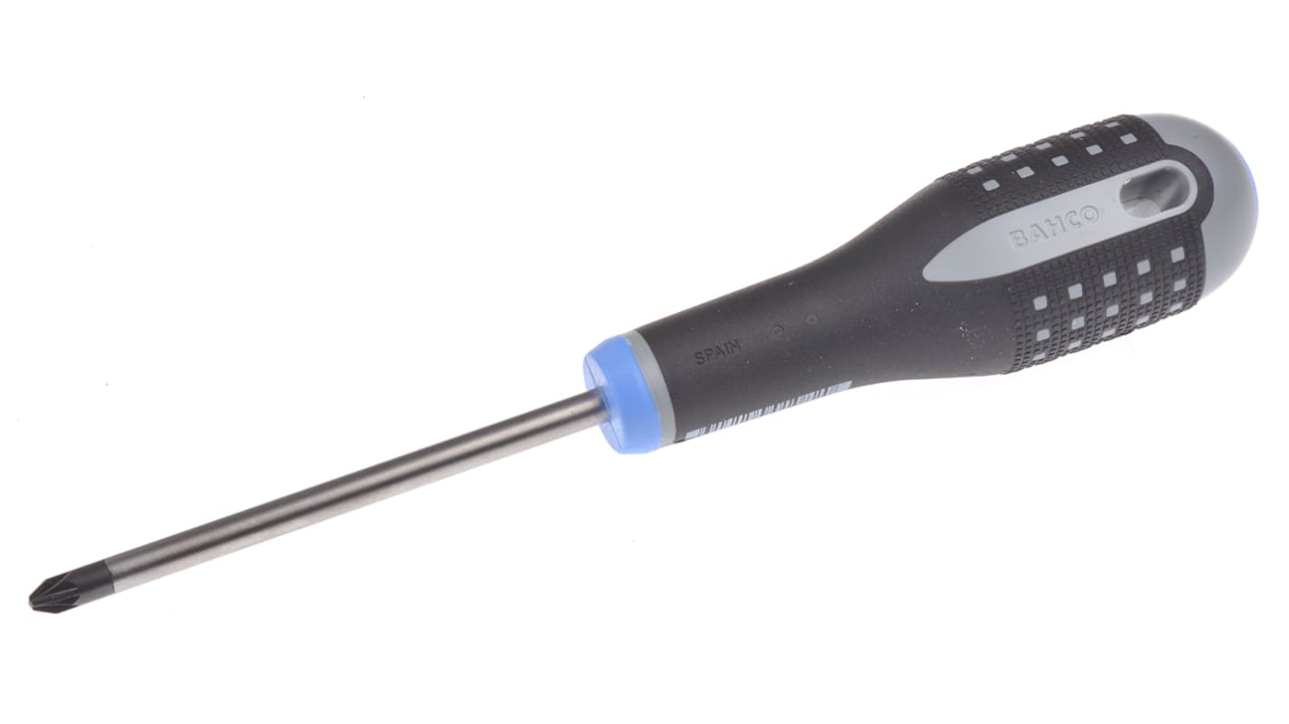 Bahco Pozidriv Screwdriver, PZ2 Tip, 100 mm Blade, 222 mm Overall