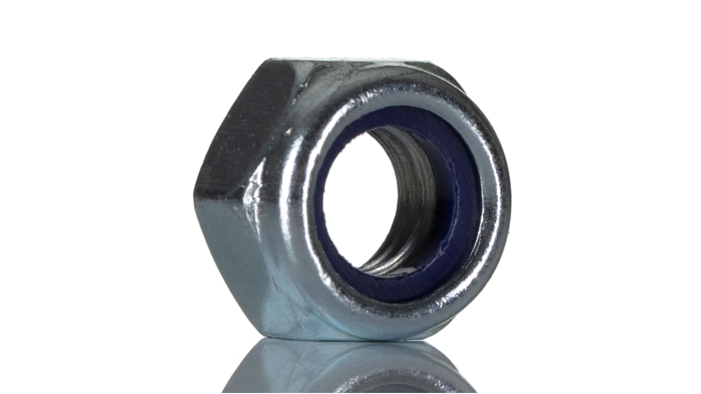 RS PRO, Bright Zinc Plated Steel Hex Nut, DIN 985, M8