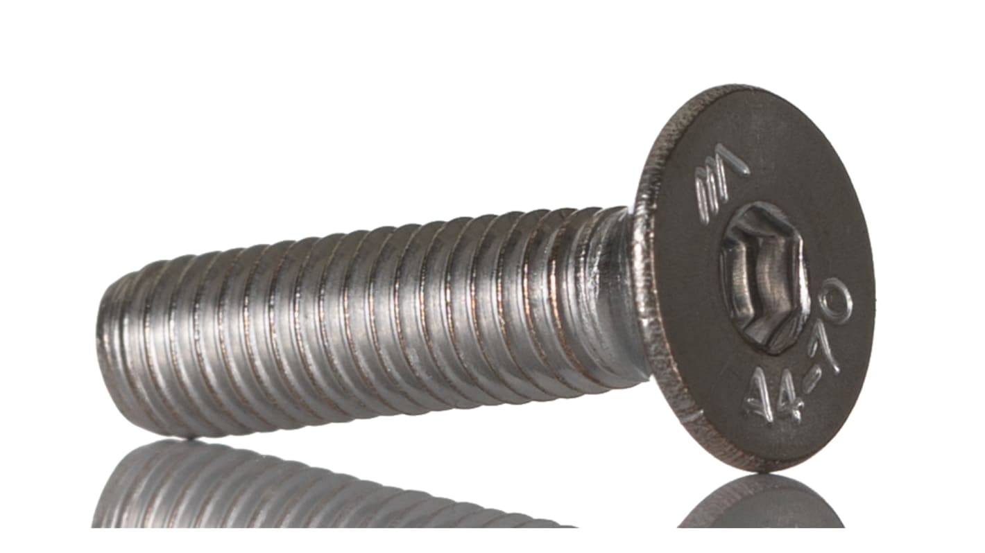 RS PRO Plain Stainless Steel Hex Socket Countersunk Screw, ISO 10642, M5 x 20mm