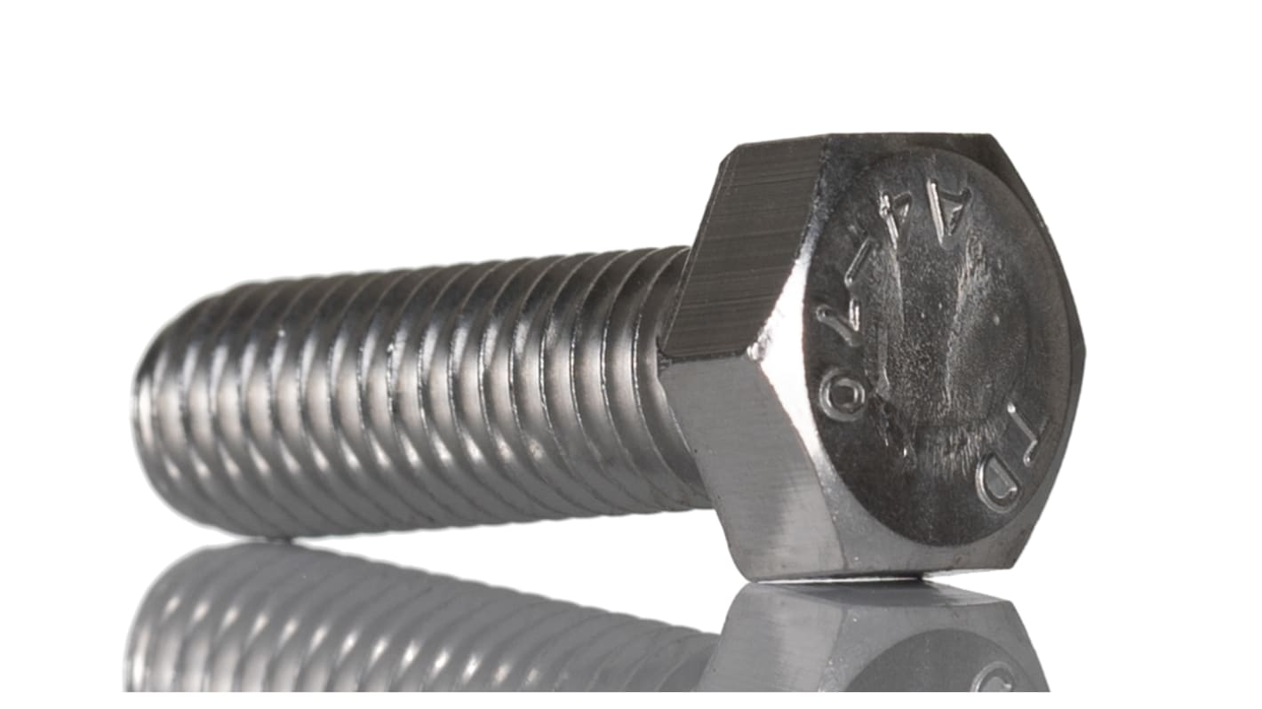 Plain Stainless Steel, Hex Bolt, M8 x 25mm