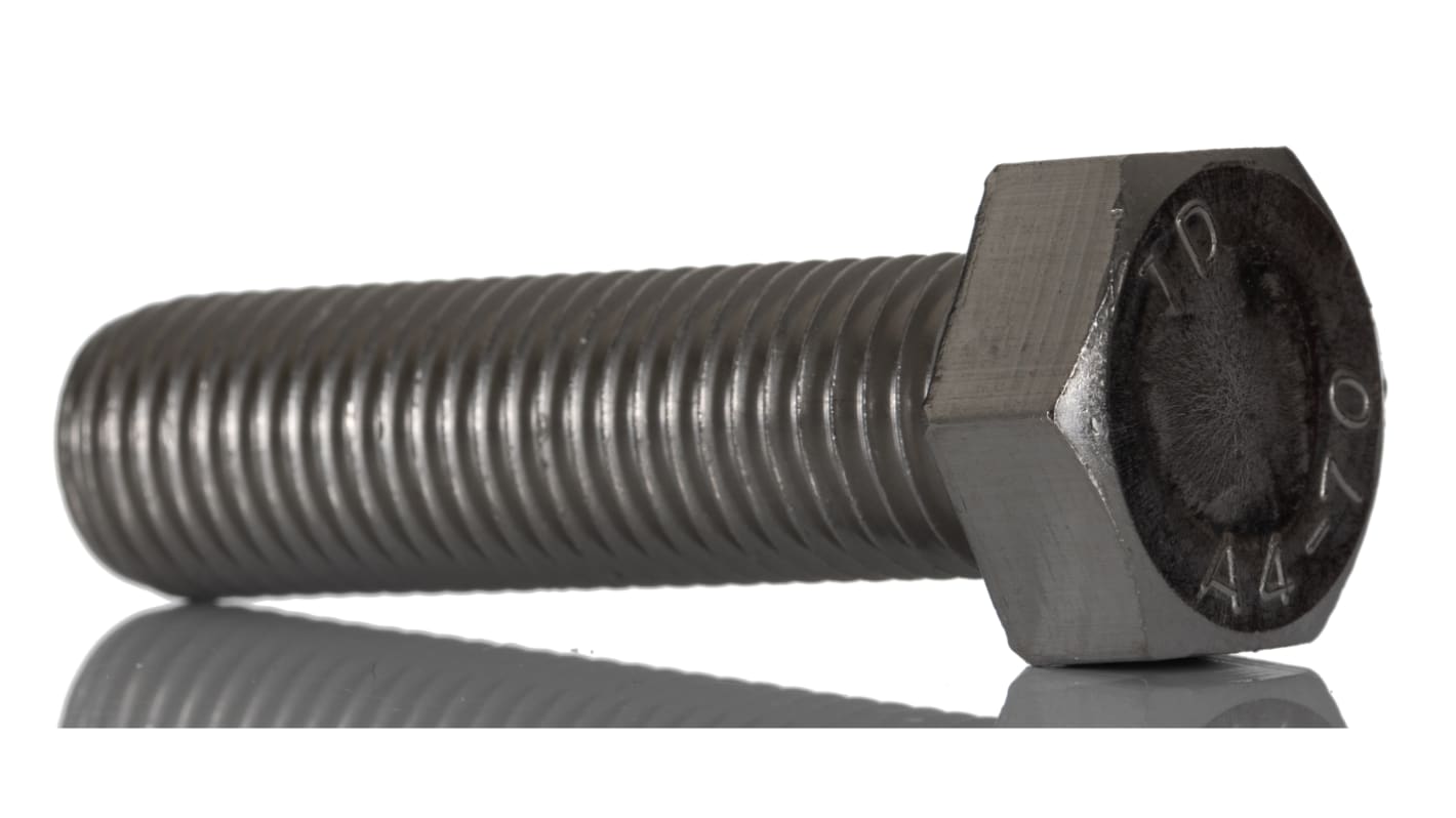 Plain Stainless Steel, Hex Bolt, M16 x 60mm