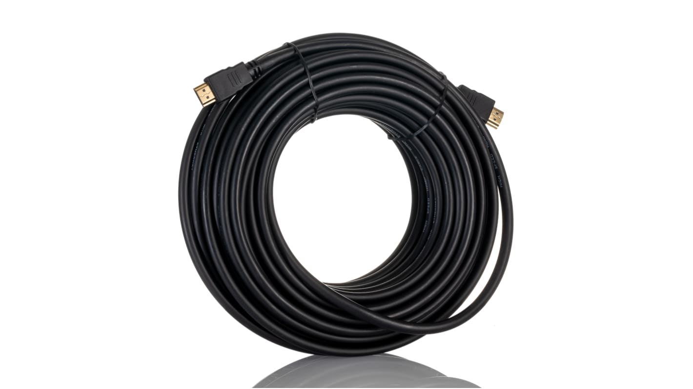 RS PRO HDMI-Kabel A HDMI Stecker B HDMI Stecker Hohe Geschwindigkeit 4K max., 10m, Schwarz