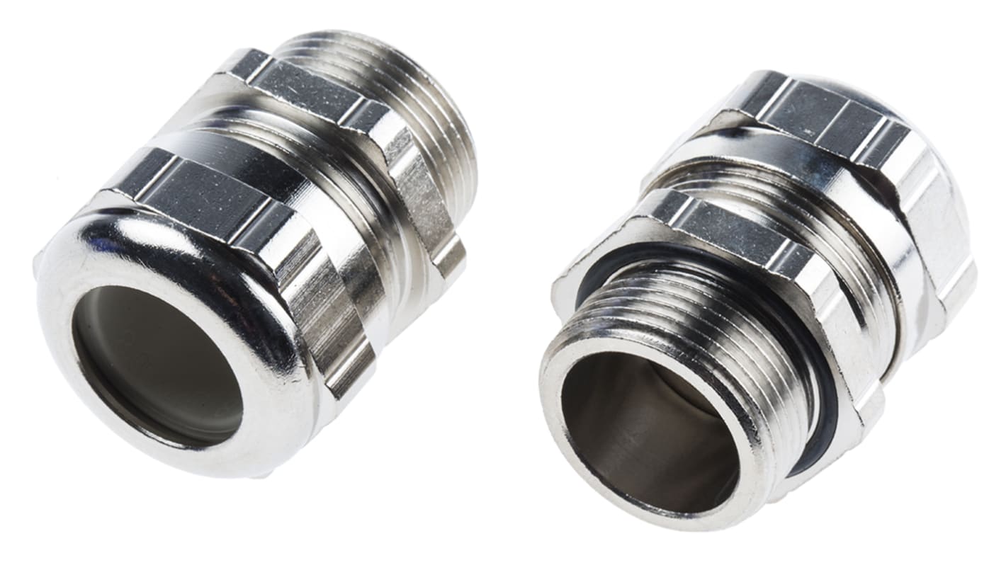 ABB Metallic Nickel Plated Brass (Body) Cable Gland, M25 Thread, 14mm Min, 16.5mm Max, IP68