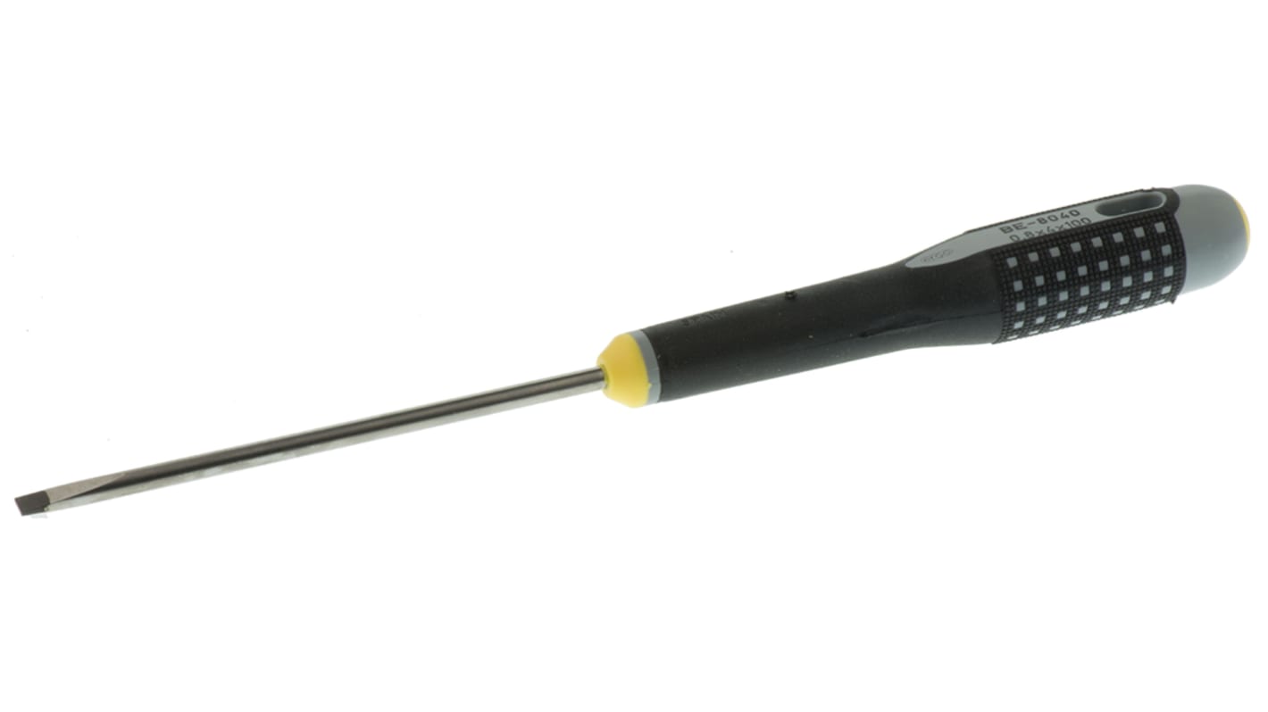 Bahco Slotted Screwdriver, 4 x 0.8 mm Tip, 100 mm Blade, 222 mm Overall