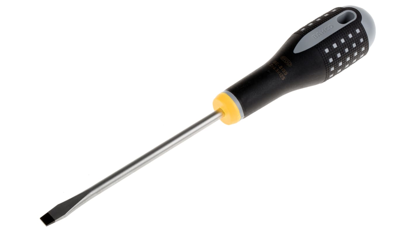 Bahco Slotted Screwdriver, 6.5 x 1.2 mm Tip, 125 mm Blade, 247 mm Overall