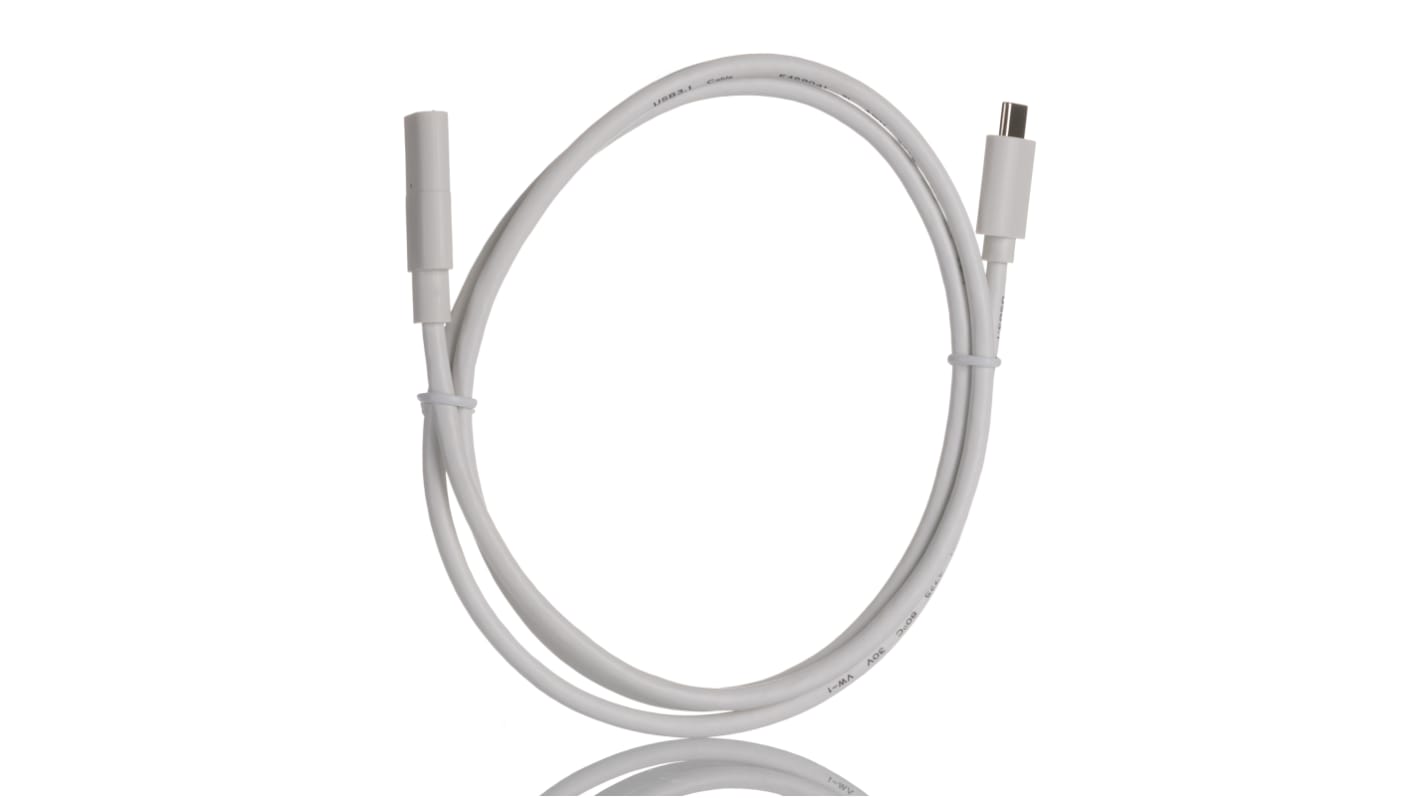 Cable USB 3.1 RS PRO, con A. USB C Macho, con B. USB C Hembra, long. 1m, color Blanco