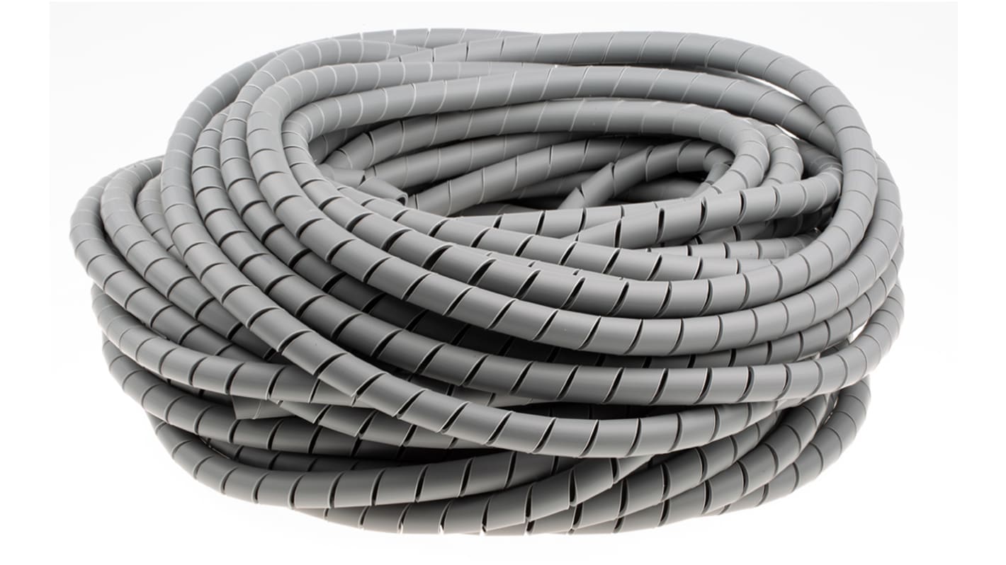 Organizador de cables en espiral HellermannTyton de Poliolefina Gris, Ø máx. 19.2mm, long. 30m