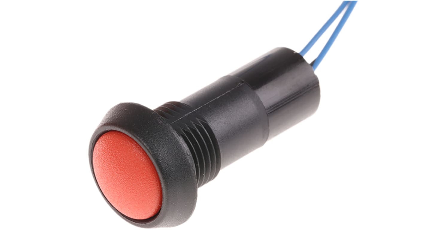 ITW Switches 59 Series Miniature Push Button Switch, Momentary, Panel Mount, 13.65mm Cutout, SPST, Clear LED, 125V ac,