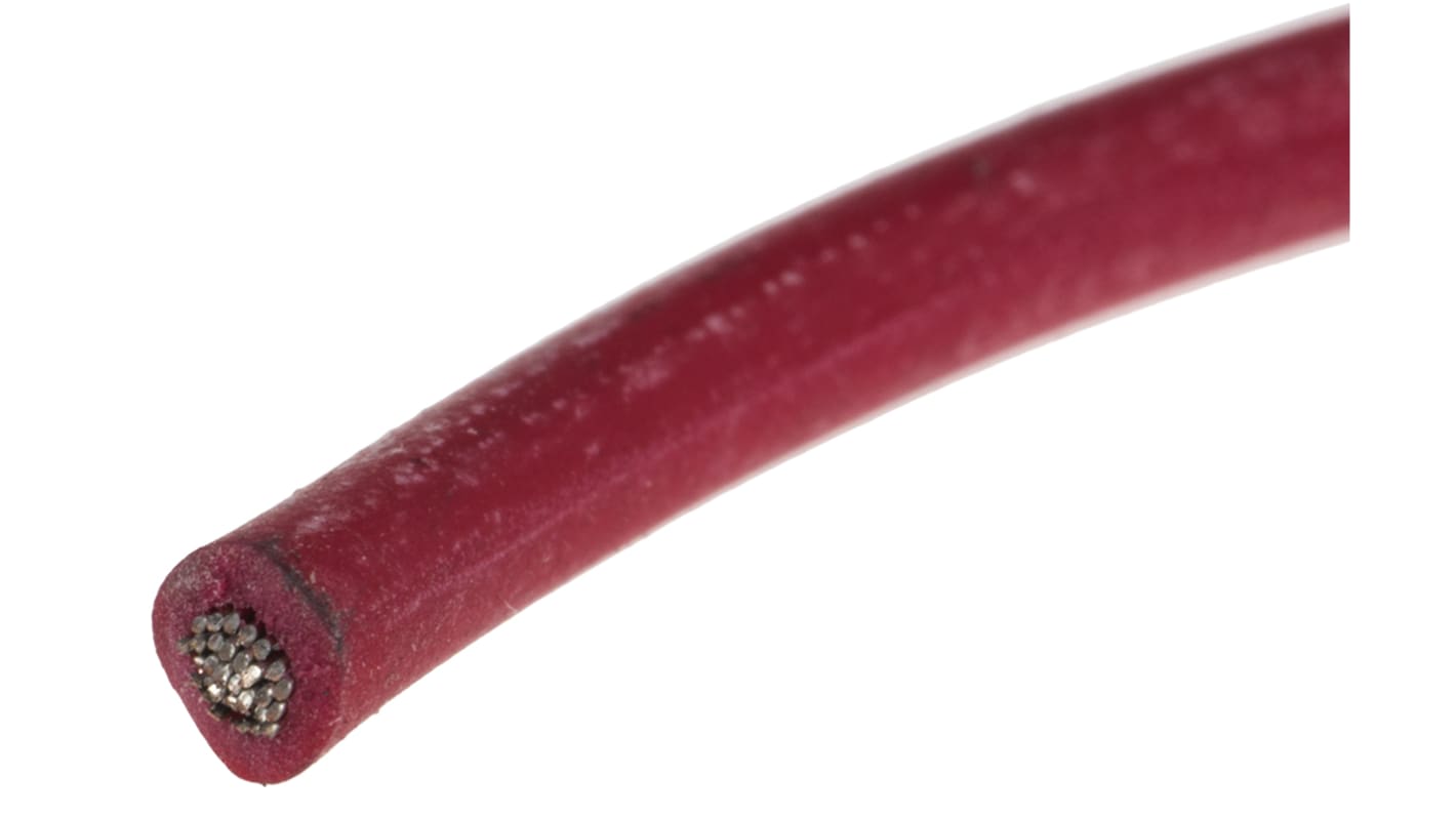 RS PRO Einzeladerleitung 1.1 mm² 100m Rot Silikongummi isoliert Ø 2.5mm 32/0.2 mm Litzen