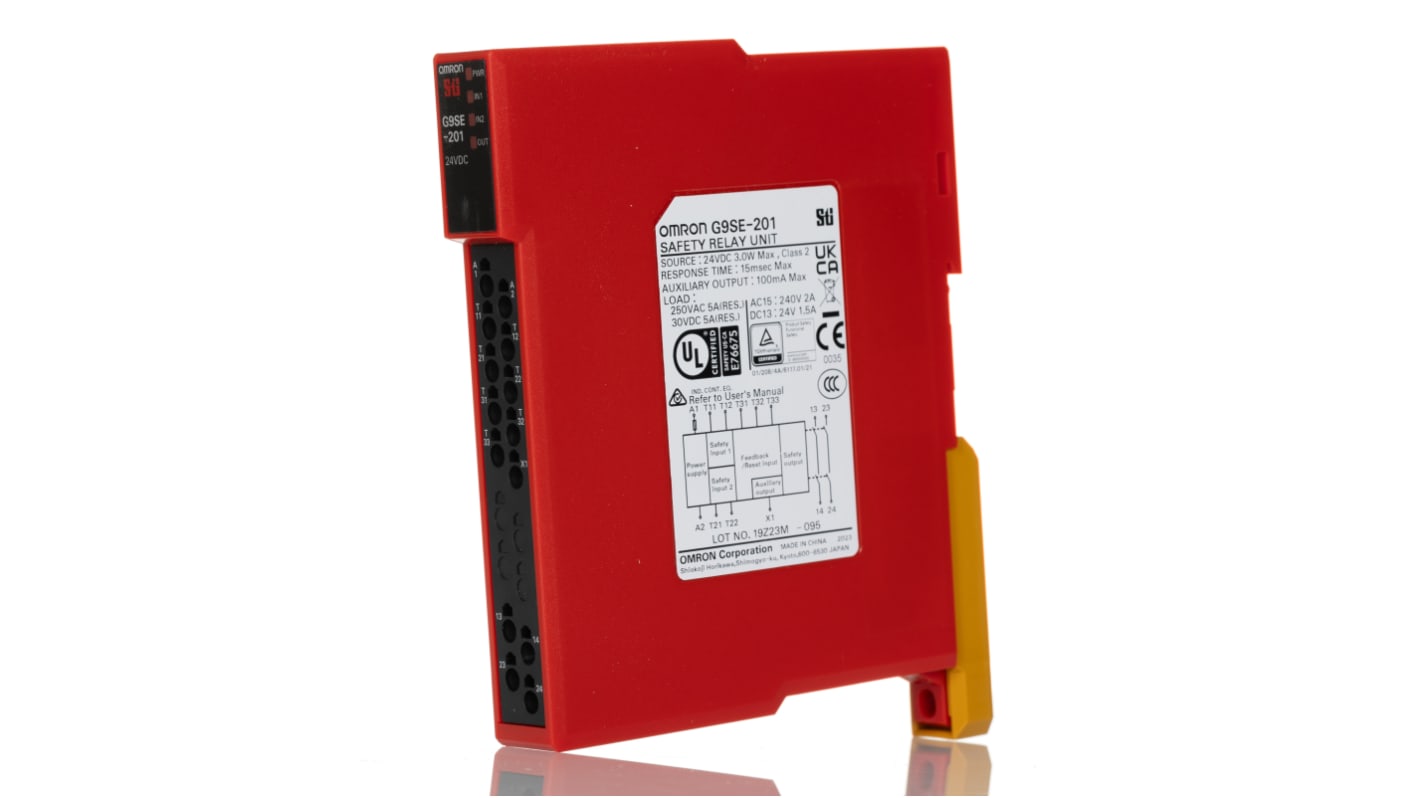 Relé de seguridad Omron Safety Relays G9SE de 2 canales, para Parada de emergencia, Haz de luz/cortina, Interruptor de