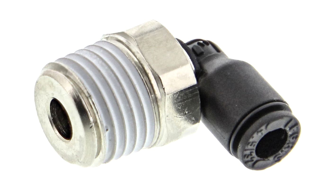 Legris LF3000 Series Elbow Threaded Adaptor, R 1/4 Male to Push In 4 mm, Threaded-to-Tube Connection Style