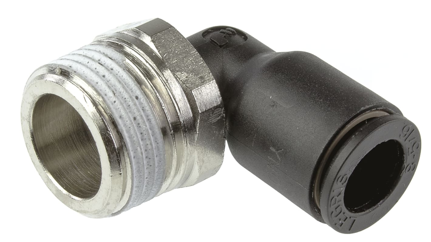 Legris LF3000 Winkelgewindeadapter, Gewinde-zu-Rohr, Nylon glasfaserverstärkt, R3/8 Stecker, 20 bar