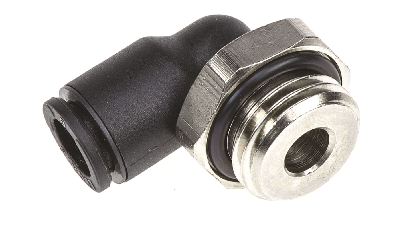 Legris LF3000 Series Elbow Threaded Adaptor, G 1/4 Male to Push In 6 mm, Threaded-to-Tube Connection Style