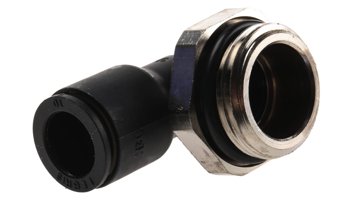 Legris LF3000 Series Elbow Threaded Adaptor, G 1/2 Male to Push In 10 mm, Threaded-to-Tube Connection Style