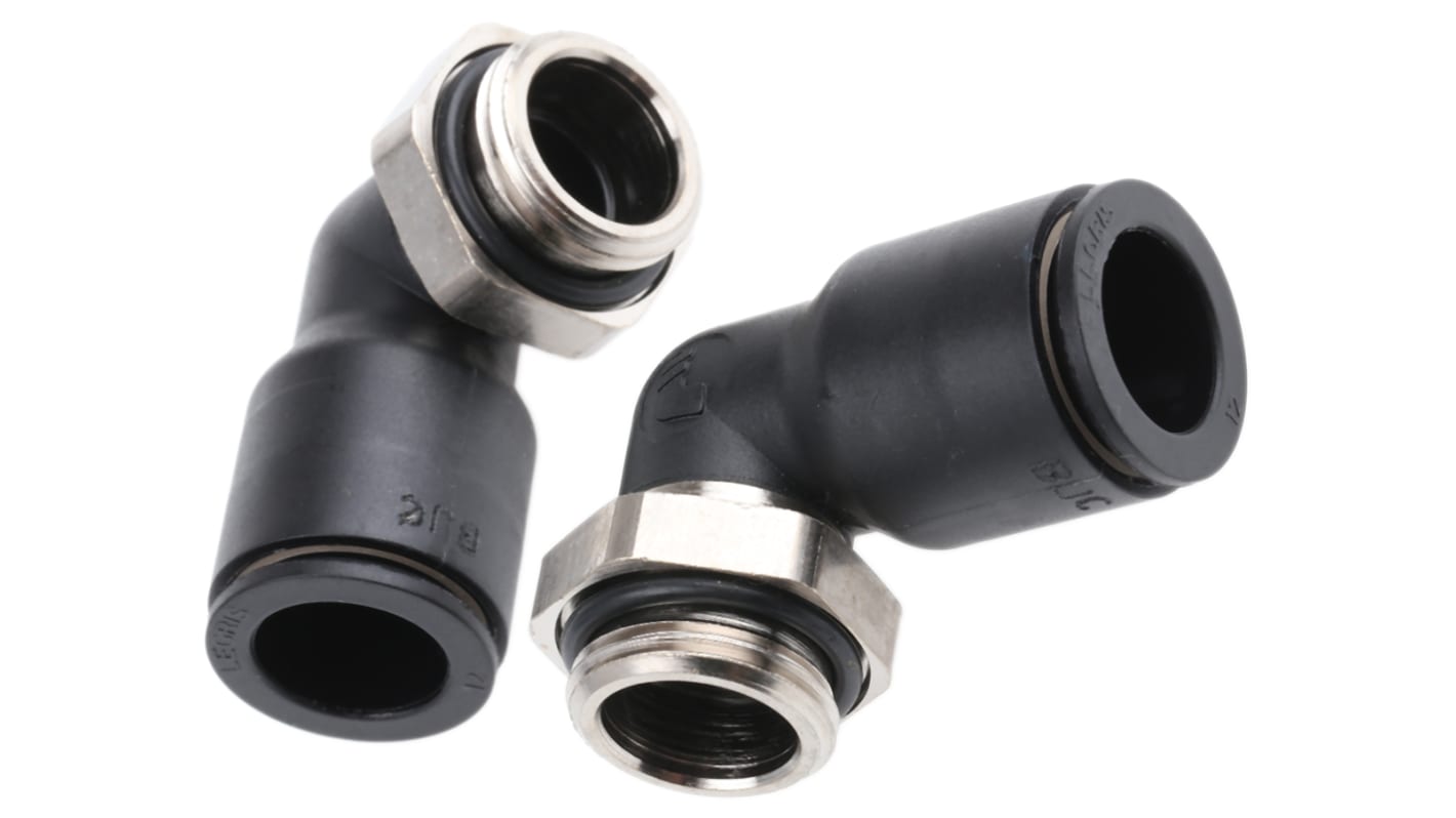 Legris LF3000 Series Elbow Threaded Adaptor, G 3/8 Male to Push In 12 mm, Threaded-to-Tube Connection Style