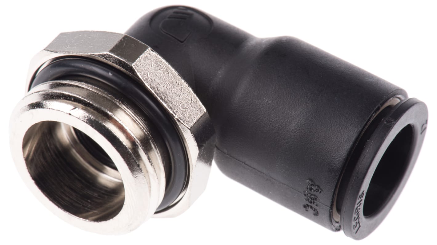 Legris LF3000 Series Elbow Threaded Adaptor, G 1/2 Male to Push In 12 mm, Threaded-to-Tube Connection Style