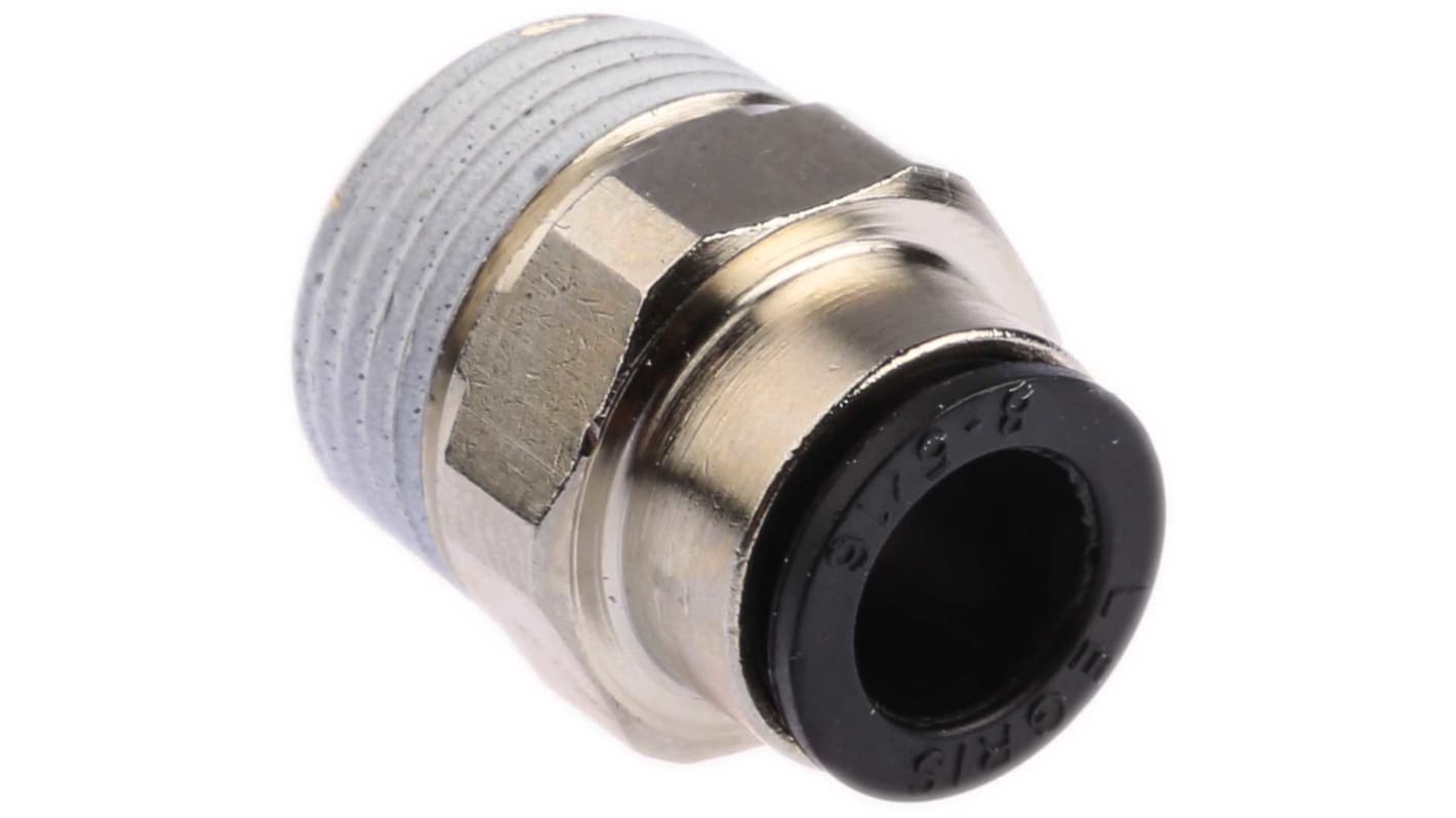 Legris LF3000 Series Straight Threaded Adaptor, R 3/8 Male to Push In 8 mm, Threaded-to-Tube Connection Style