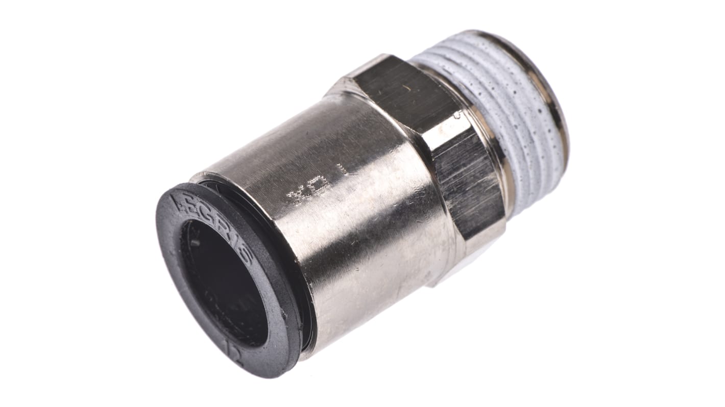 Legris LF3000 Series Straight Threaded Adaptor, R 3/8 Male to Push In 12 mm, Threaded-to-Tube Connection Style