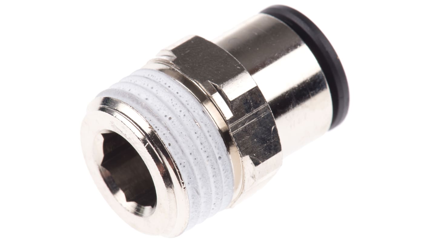 Legris LF3000 Series Straight Threaded Adaptor, R 1/2 Male to Push In 12 mm, Threaded-to-Tube Connection Style