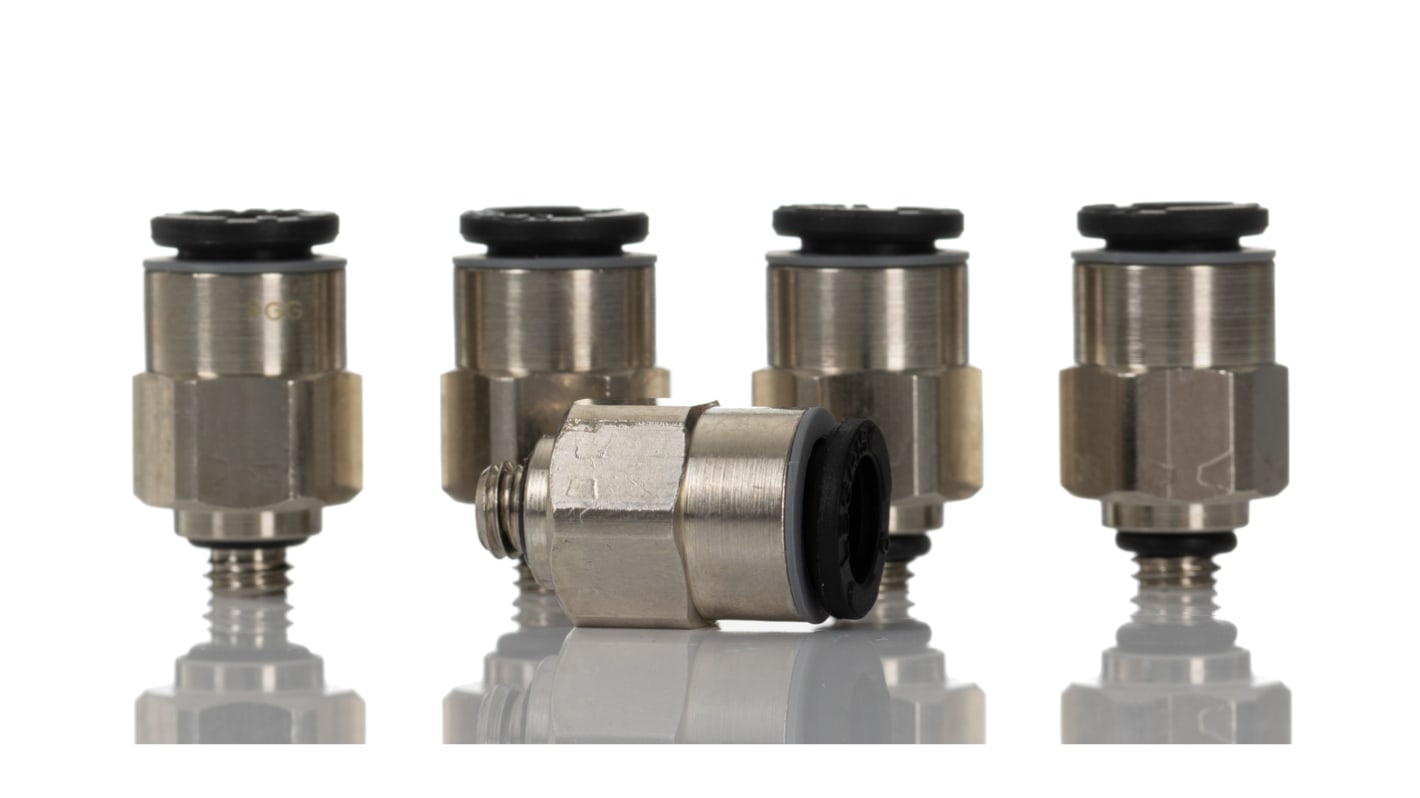 Legris LF3000 Series Straight Threaded Adaptor, M5 Male to Push In 6 mm, Threaded-to-Tube Connection Style